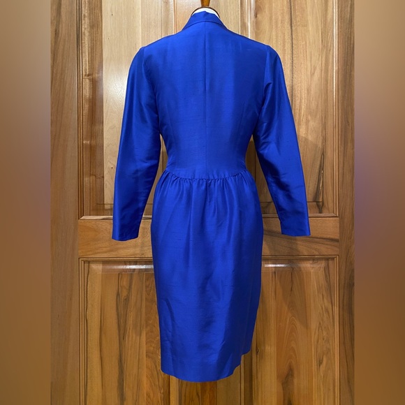 VTG Korean Cobalt-Blue Silk Double-Breasted Coat/Dress, EUC, 4P - Picture 13 of 16
